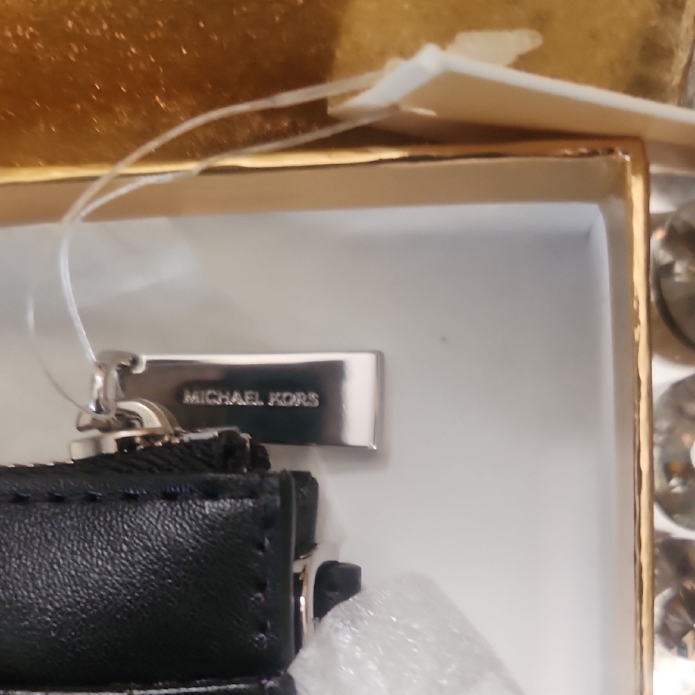 Michael Kors Black and Gray Logo W Rhinestone Wristlet & Ear Warming Headband - Picture 4 of 8